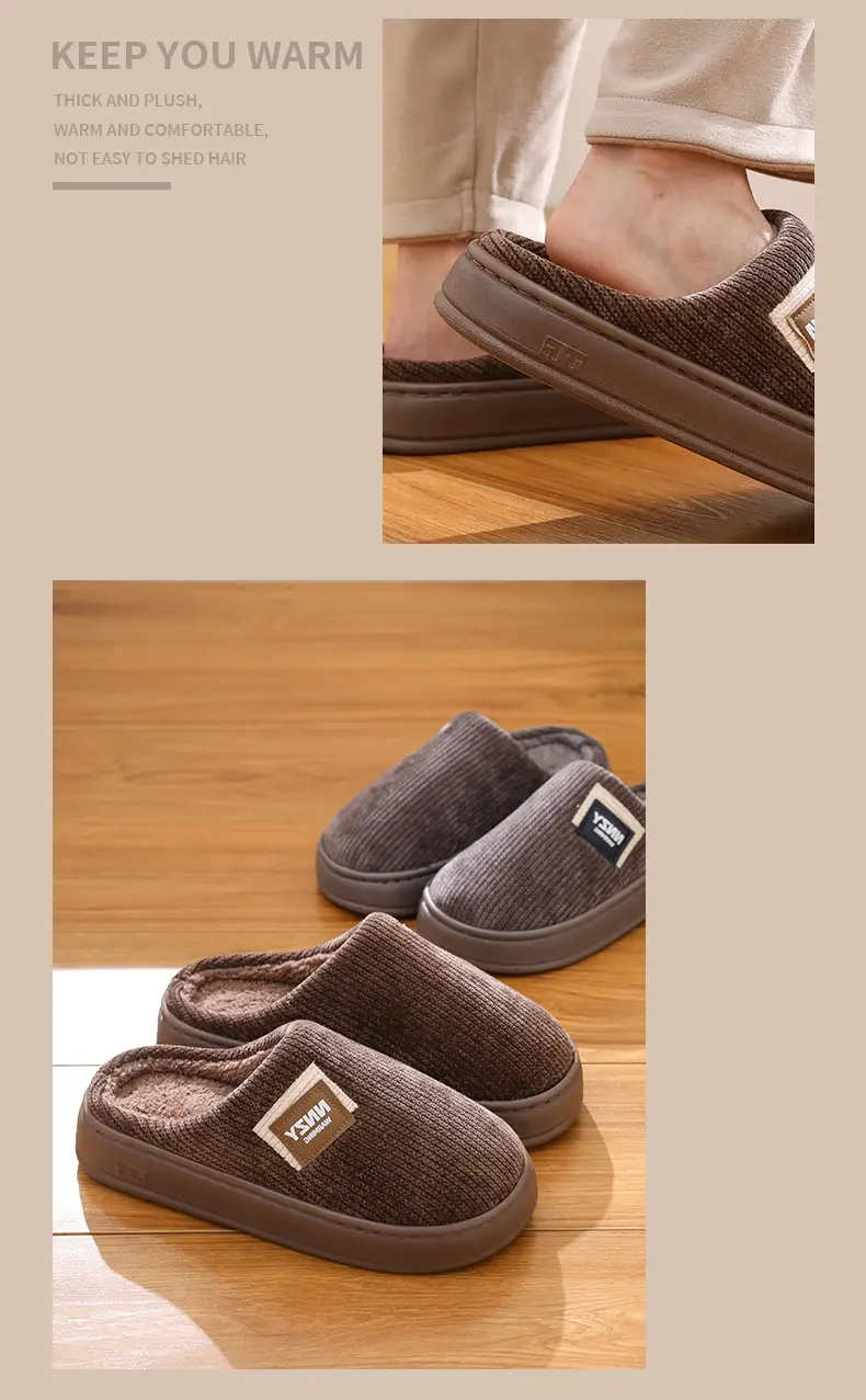Men Cotton Warm Slippers Winter Indoor Large — feature 11