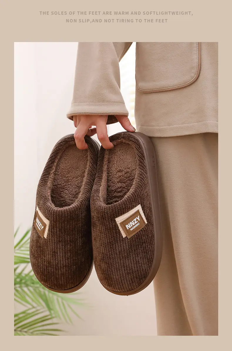 Men Cotton Warm Slippers Winter Indoor Large — feature 12