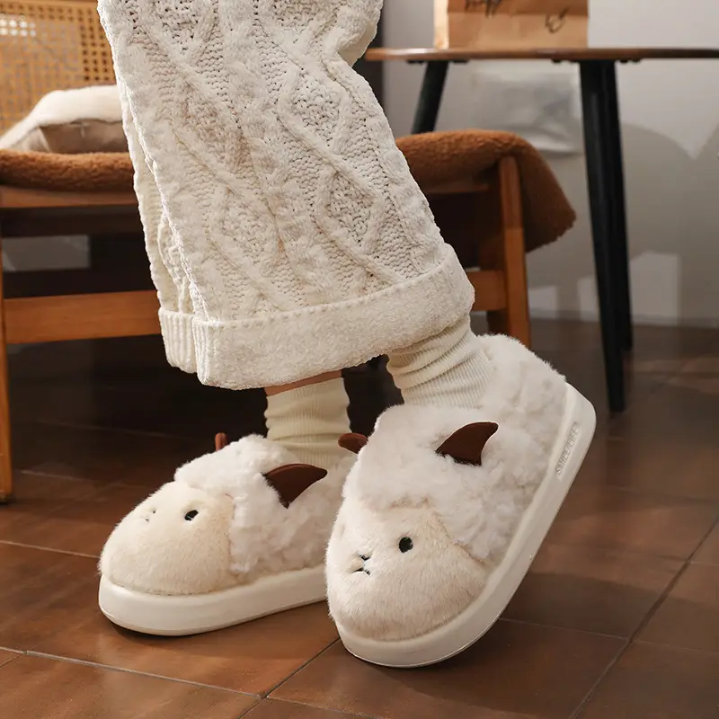 Women Cotton Slippers Warm Plush Winter Indoor Outdoor - Image 4