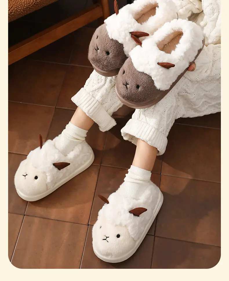 Women Cotton Slippers Warm Plush Winter Indoor Outdoor — feature 14