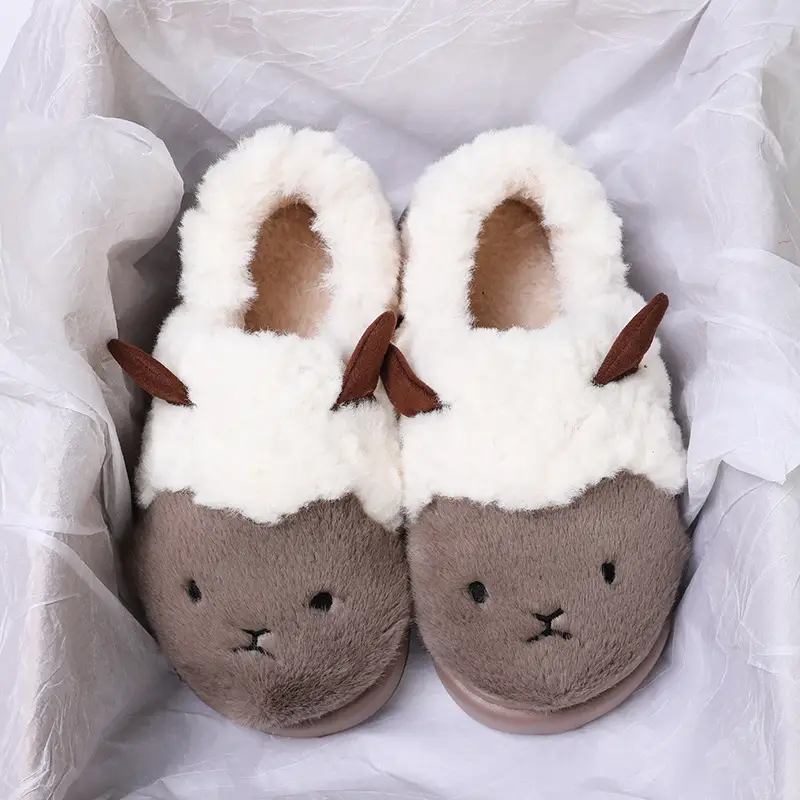 Women Cotton Slippers Warm Plush Winter Indoor Outdoor - Image 2