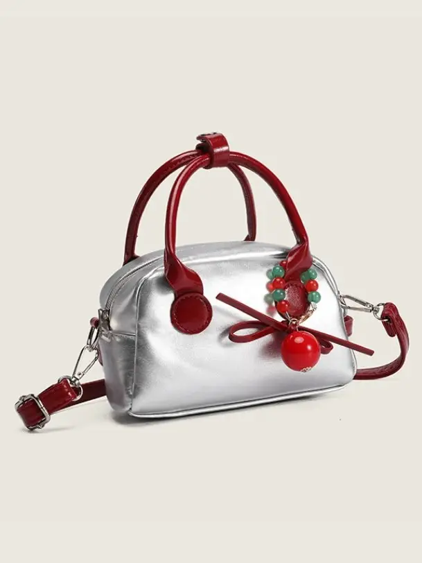 Women's Red Pearl Embellished Shoulder Bag 2026 - Image 3