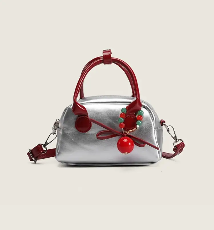 Women's Red Pearl Embellished Shoulder Bag 2026