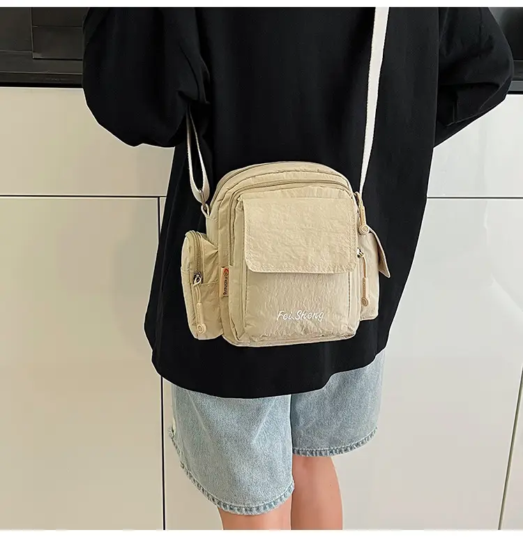 Lightweight Crossbody Phone Bag Nylon Beige 2025 — feature 24