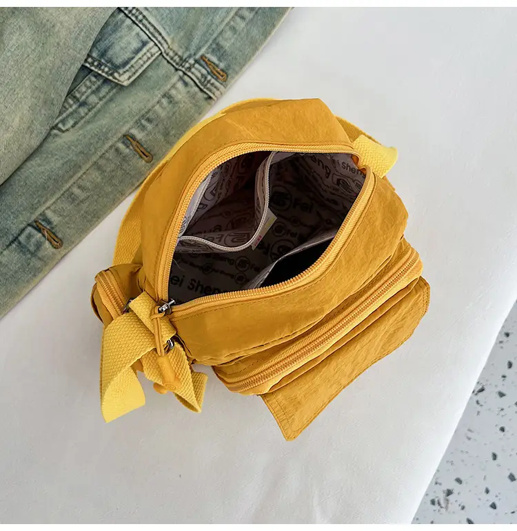 Lightweight Crossbody Phone Bag Nylon Beige 2025 — feature 39