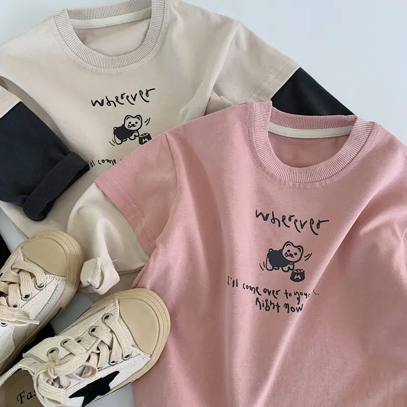 Children Letter Printed Cotton T-Shirt 2025 Autumn Loose Fit — feature 7