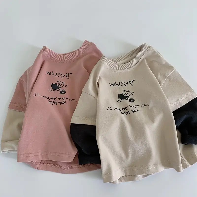 Children Letter Printed Cotton T-Shirt 2025 Autumn Loose Fit — feature 8