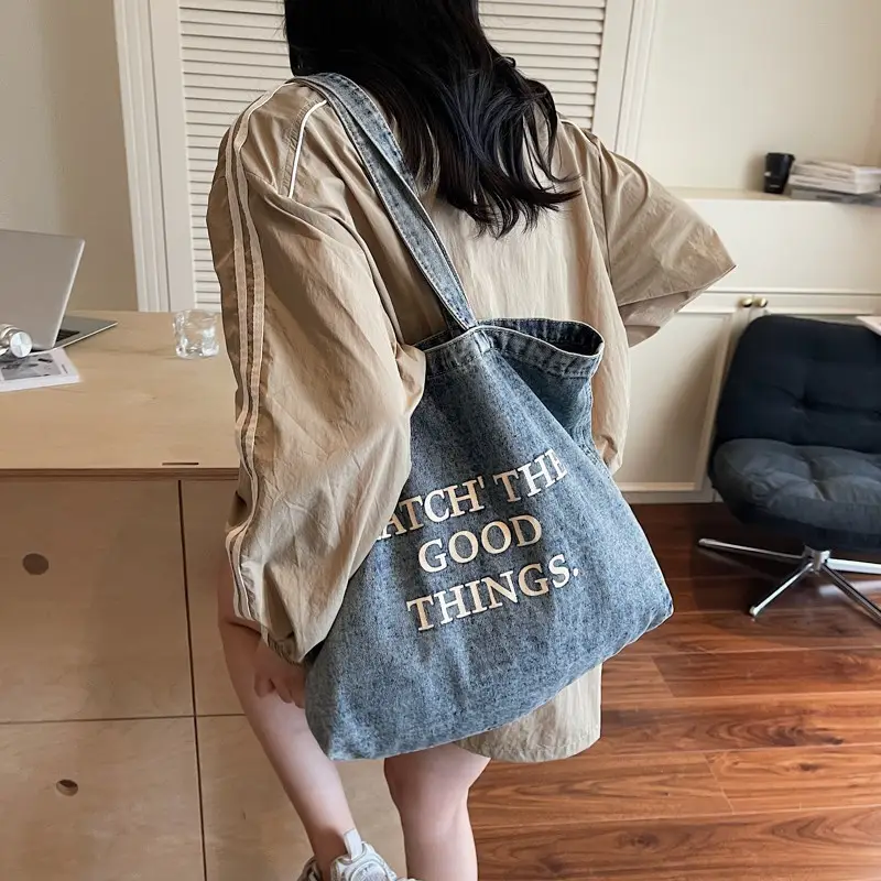 Korean Style Denim Tote Bag Large Capacity Women - Image 5