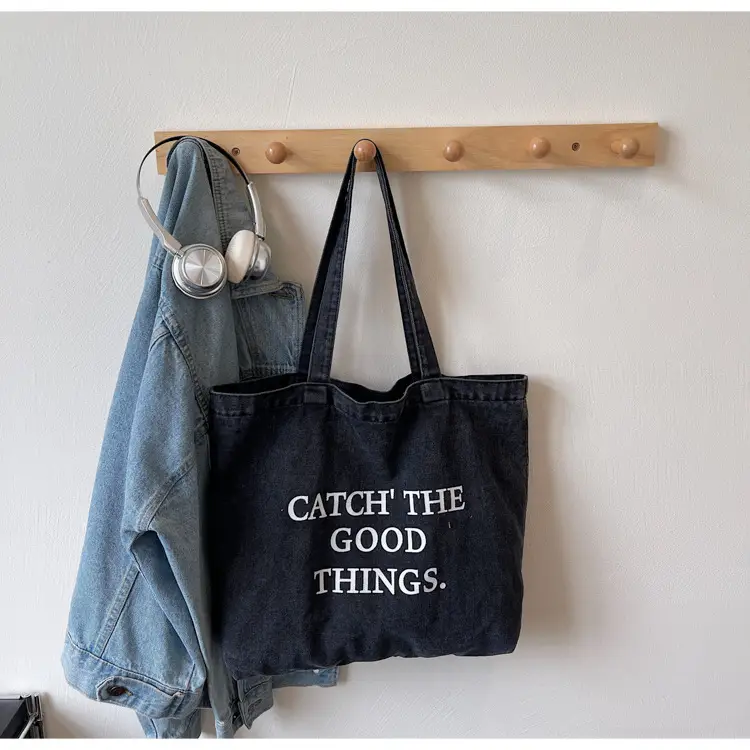 Korean Style Denim Tote Bag Large Capacity Women — feature 10
