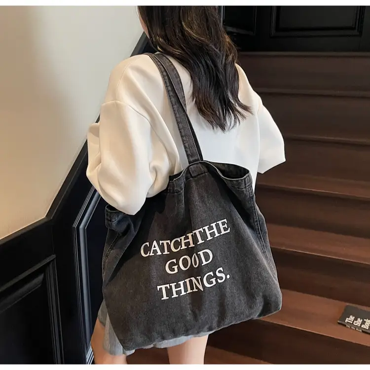 Korean Style Denim Tote Bag Large Capacity Women — feature 13