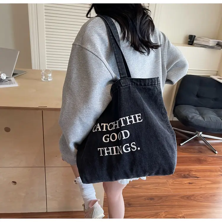 Korean Style Denim Tote Bag Large Capacity Women — feature 16