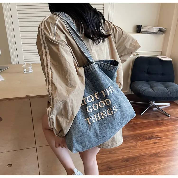 Korean Style Denim Tote Bag Large Capacity Women — feature 18