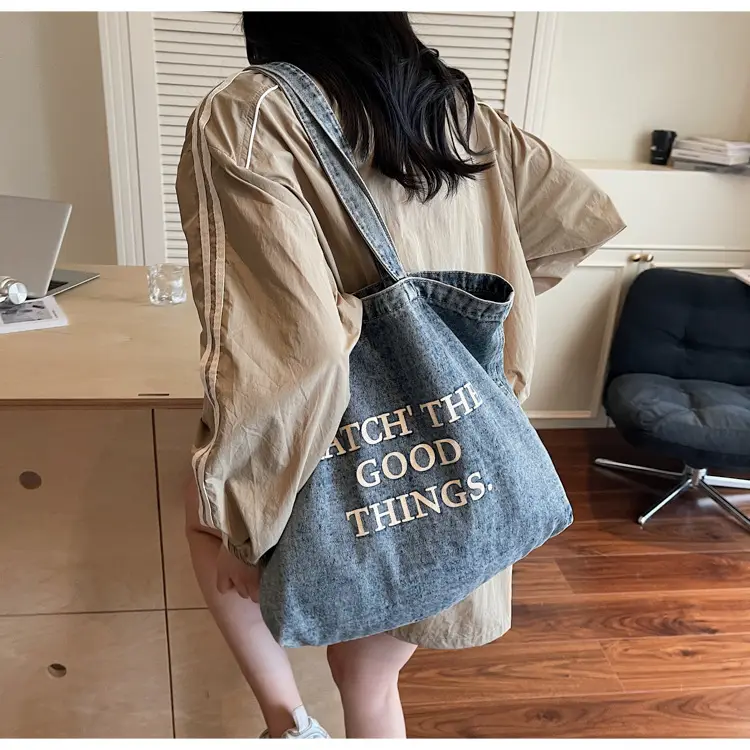 Korean Style Denim Tote Bag Large Capacity Women — feature 19