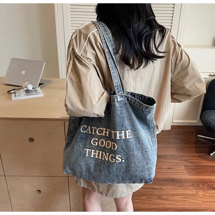 Korean Style Denim Tote Bag Large Capacity Women — feature 20