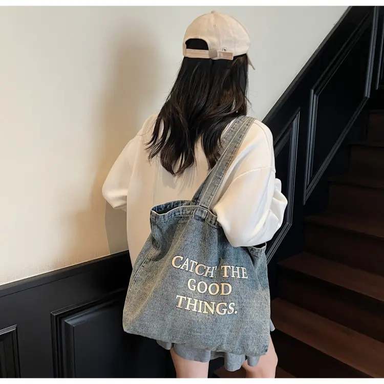 Korean Style Denim Tote Bag Large Capacity Women — feature 21