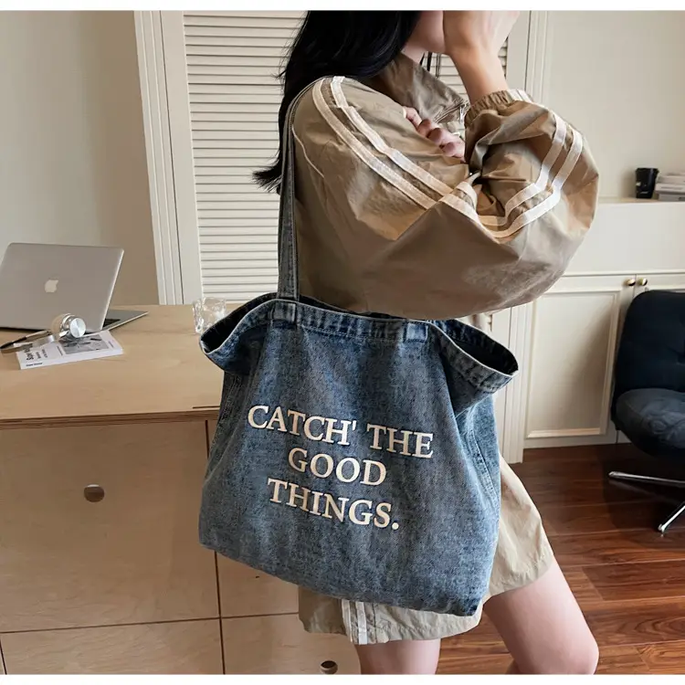 Korean Style Denim Tote Bag Large Capacity Women — feature 22