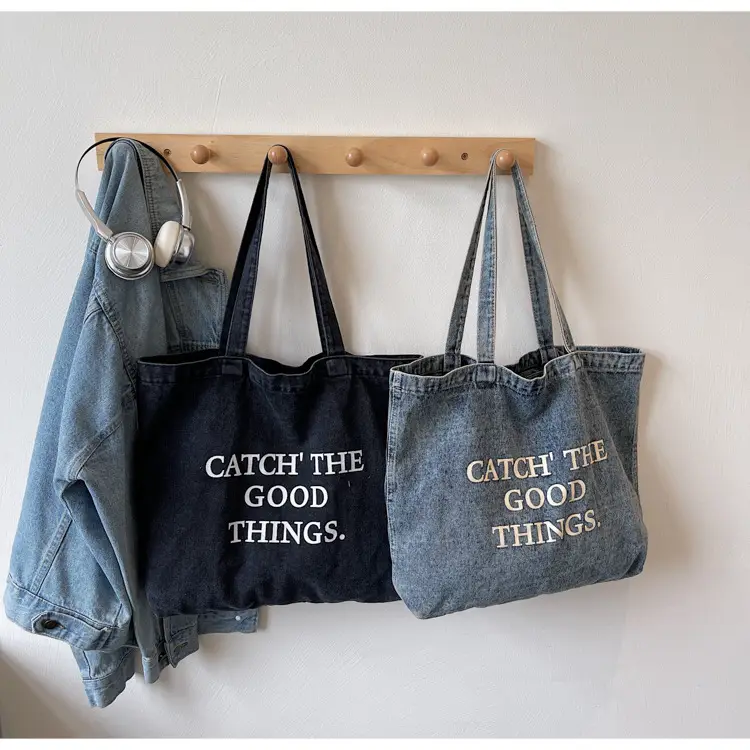 Korean Style Denim Tote Bag Large Capacity Women — feature 3