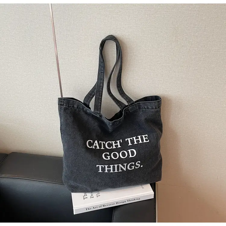 Korean Style Denim Tote Bag Large Capacity Women — feature 5