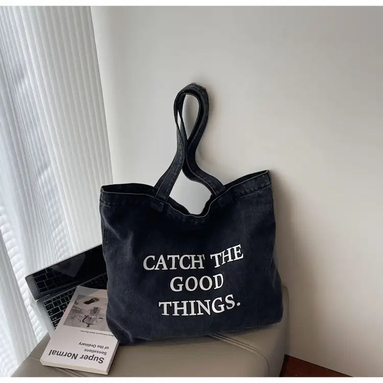 Korean Style Denim Tote Bag Large Capacity Women — feature 6