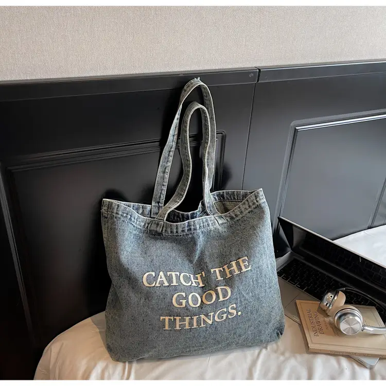 Korean Style Denim Tote Bag Large Capacity Women — feature 7