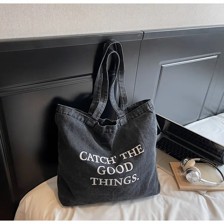 Korean Style Denim Tote Bag Large Capacity Women — feature 8