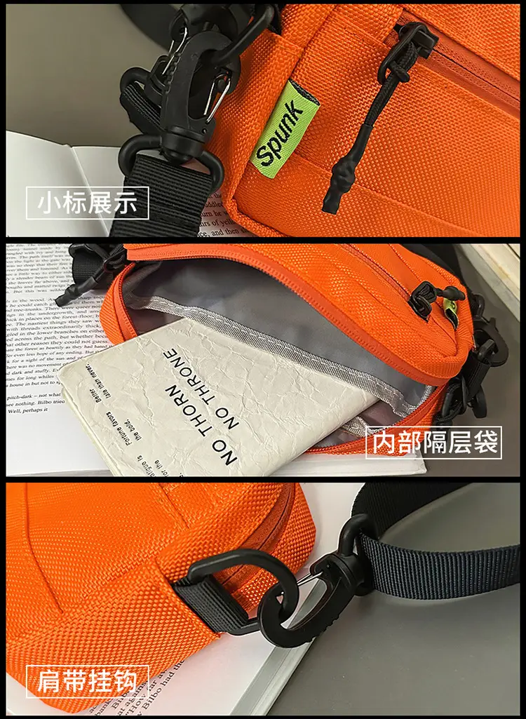 Orange Crossbody Bag for Men Large Capacity — feature 7