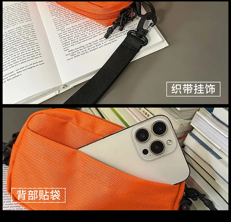 Orange Crossbody Bag for Men Large Capacity — feature 8
