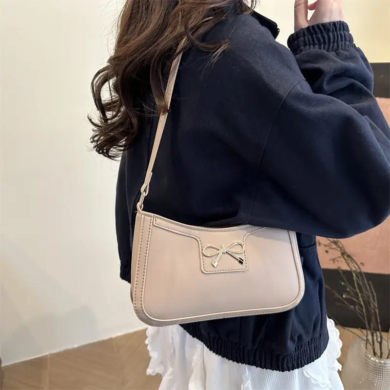 Retro Underarm Bag Women 2025 Spring Solid Color