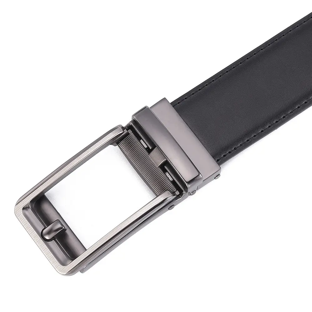 Men's Black Cross-Border Belt with Silver Buckle — feature 10