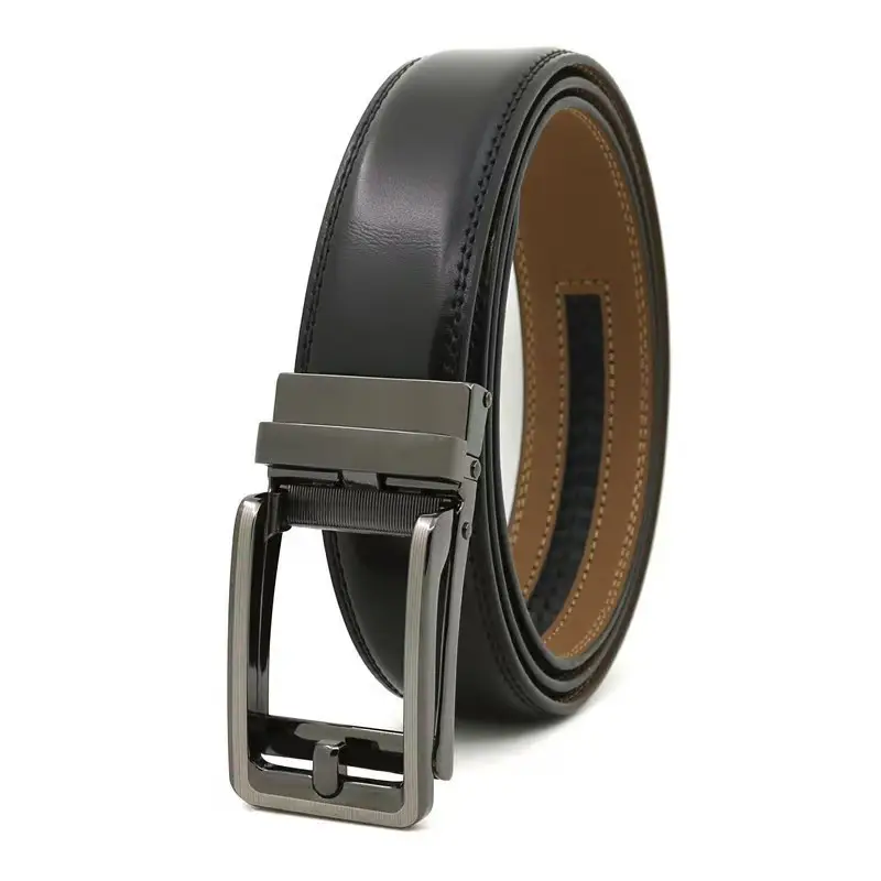 Men's Black Cross-Border Belt with Silver Buckle — feature 5