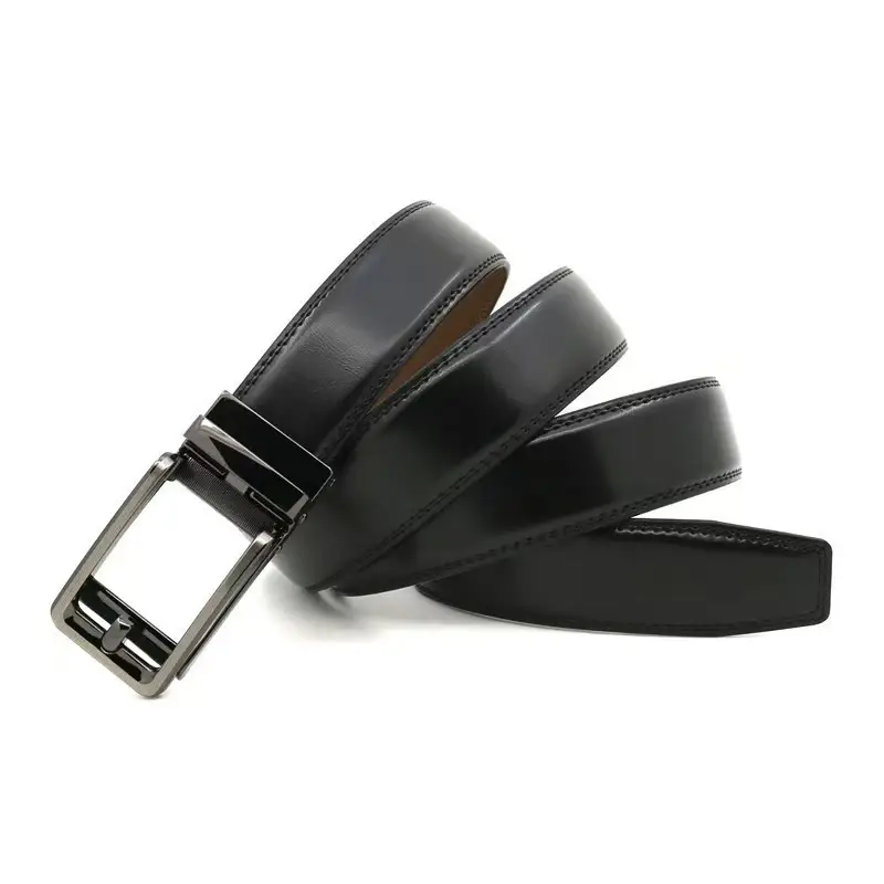 Men's Black Cross-Border Belt with Silver Buckle — feature 7