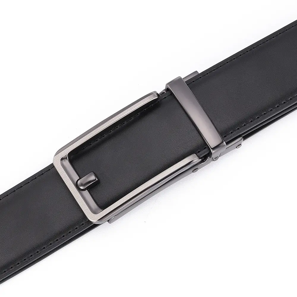 Men's Black Cross-Border Belt with Silver Buckle — feature 9