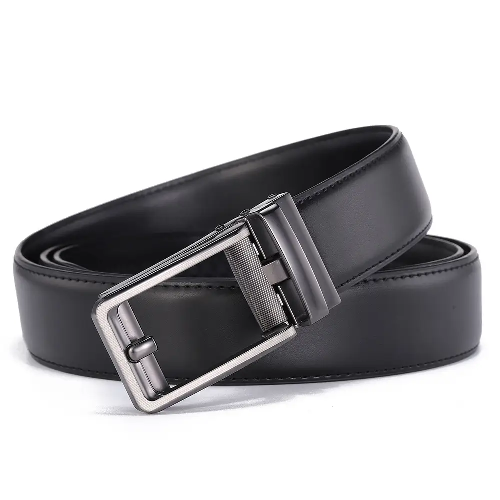 Men's Black Cross-Border Belt with Silver Buckle - Image 2