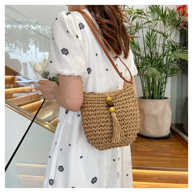 Women's Woven Crossbody Bag Summer Travel Beach Bag — feature 16