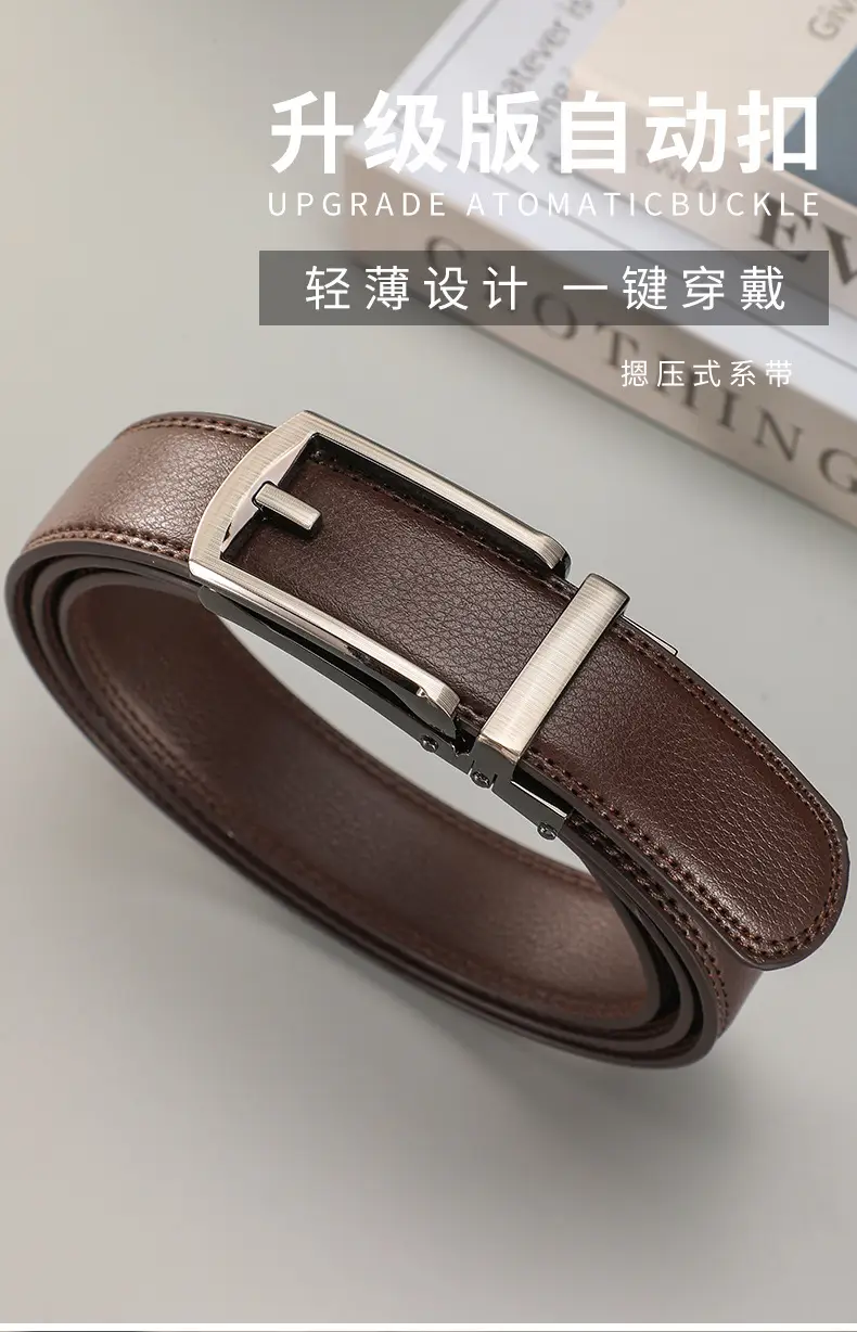Men's Brown Leather Belt with Silver Buckle — feature 6