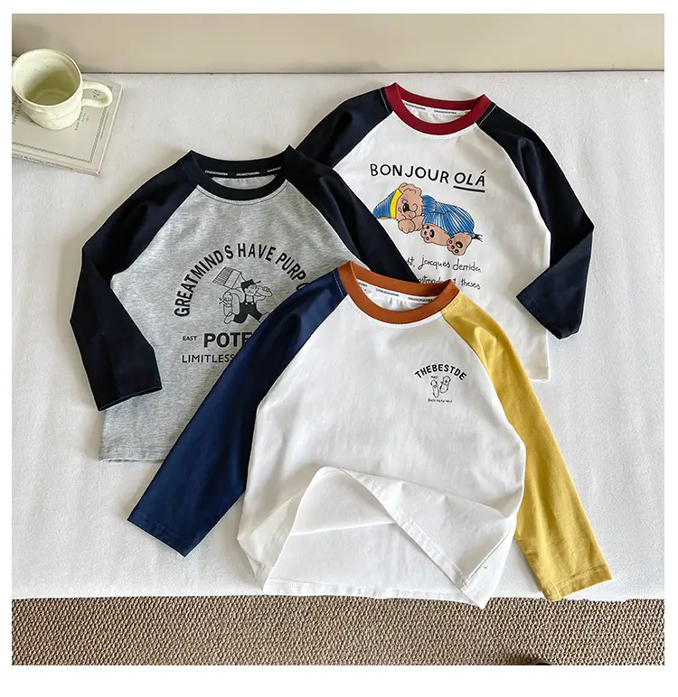 Nausicaa Boys Contrast Color T-Shirt White Yellow Blue — feature 9