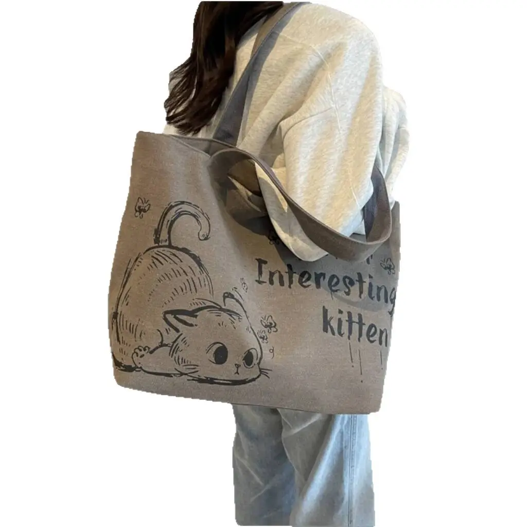 Cartoon Canvas Student Bag Large Capacity Casual Shoulder Bag - Image 9