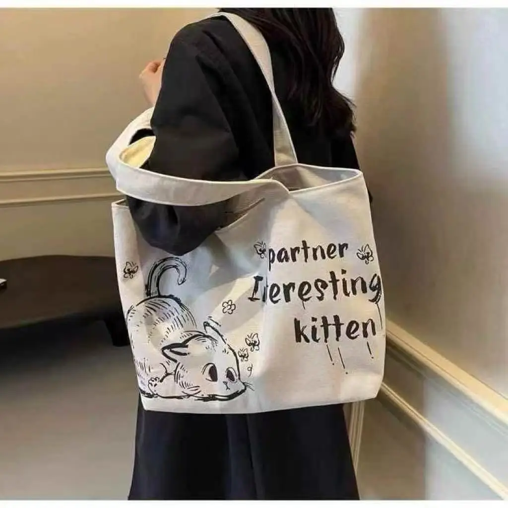 Cartoon Canvas Student Bag Large Capacity Casual Shoulder Bag — feature 10