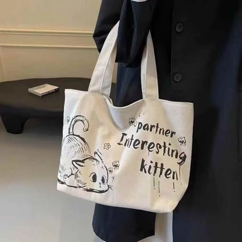 Cartoon Canvas Student Bag Large Capacity Casual Shoulder Bag — feature 12