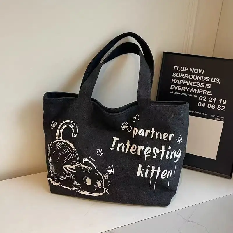 Cartoon Canvas Student Bag Large Capacity Casual Shoulder Bag — feature 14