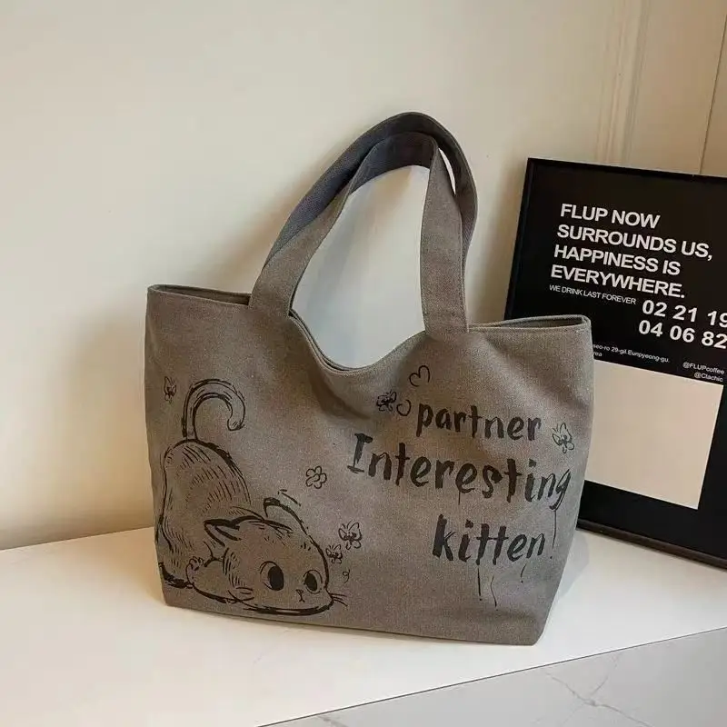 Cartoon Canvas Student Bag Large Capacity Casual Shoulder Bag — feature 16