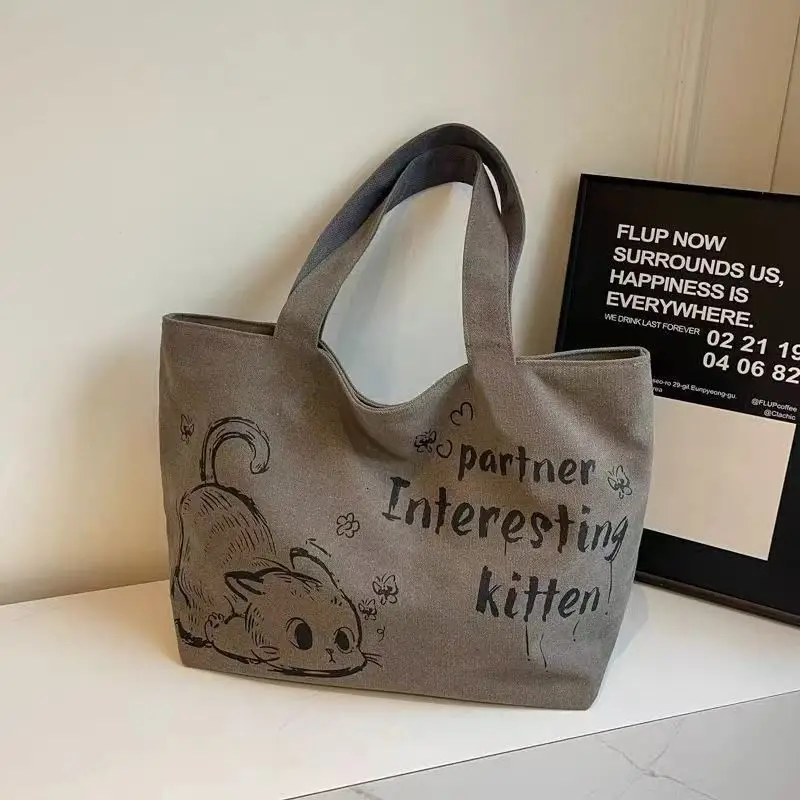 Cartoon Canvas Student Bag Large Capacity Casual Shoulder Bag — feature 19