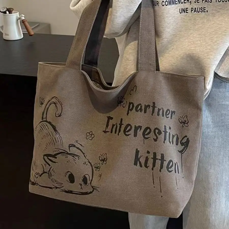 Cartoon Canvas Student Bag Large Capacity Casual Shoulder Bag — feature 2