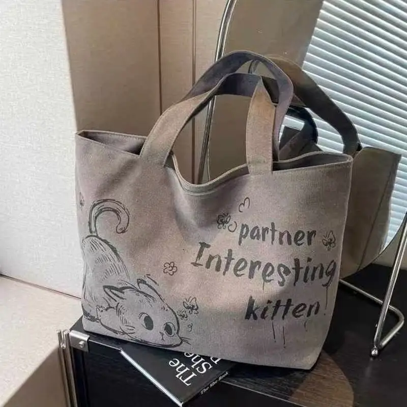 Cartoon Canvas Student Bag Large Capacity Casual Shoulder Bag — feature 22