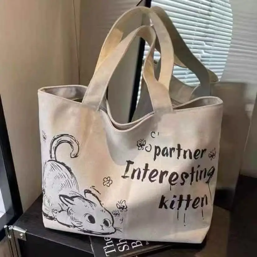 Cartoon Canvas Student Bag Large Capacity Casual Shoulder Bag — feature 3