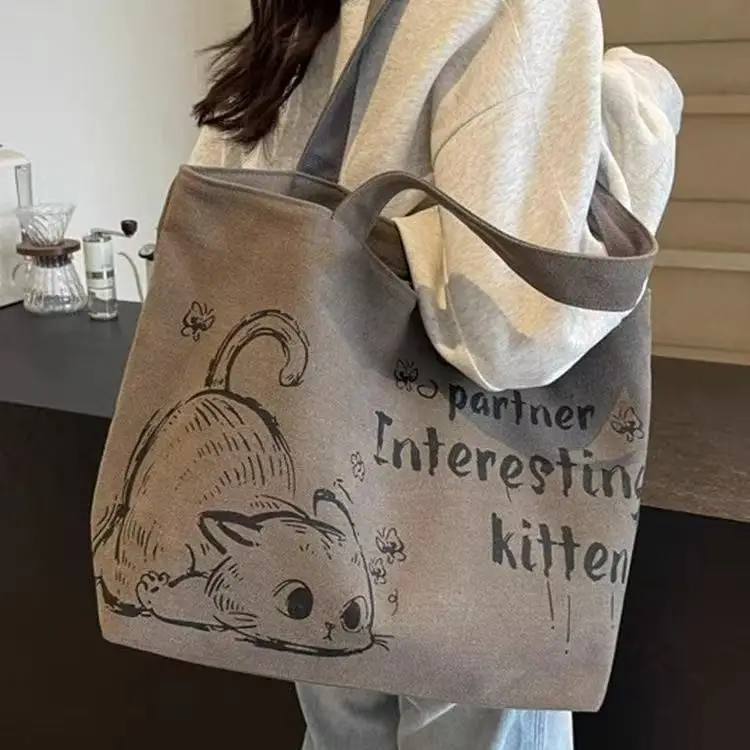 Cartoon Canvas Student Bag Large Capacity Casual Shoulder Bag — feature 4