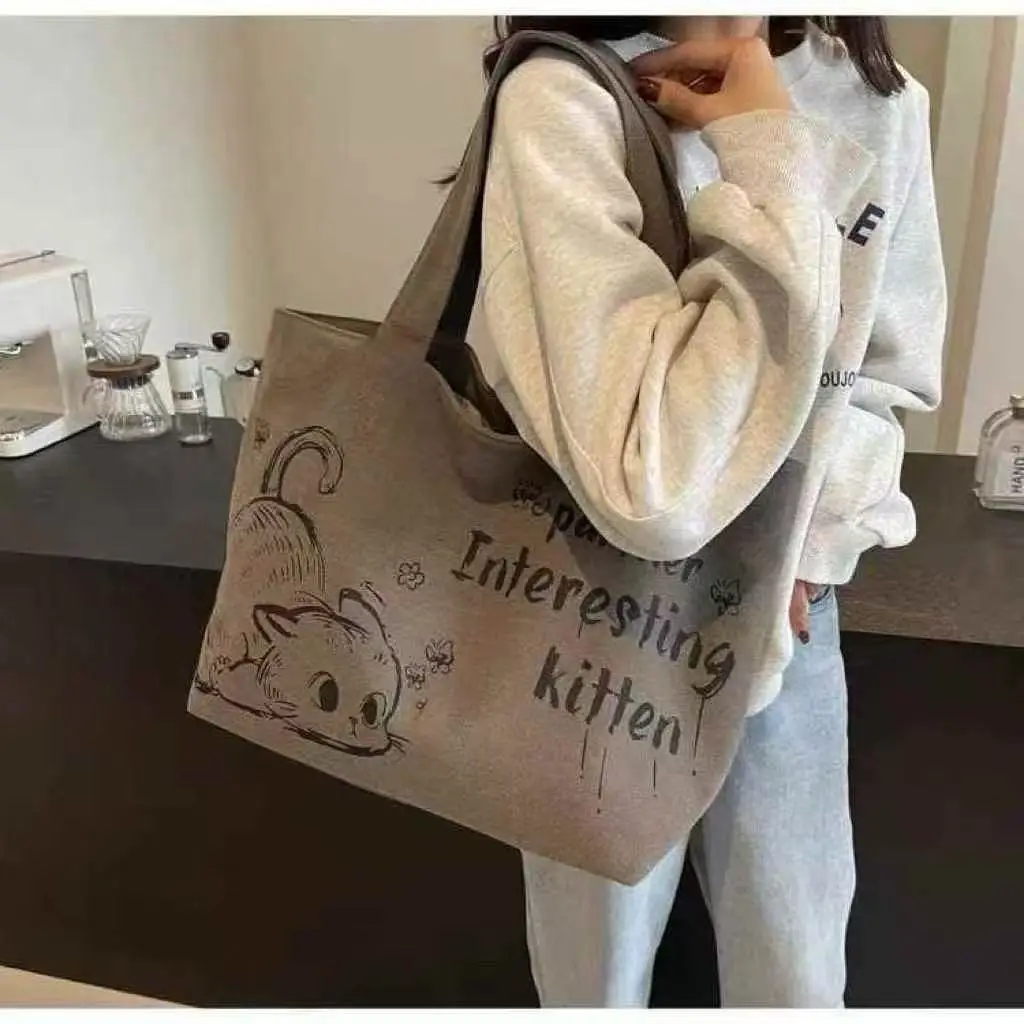 Cartoon Canvas Student Bag Large Capacity Casual Shoulder Bag — feature 5