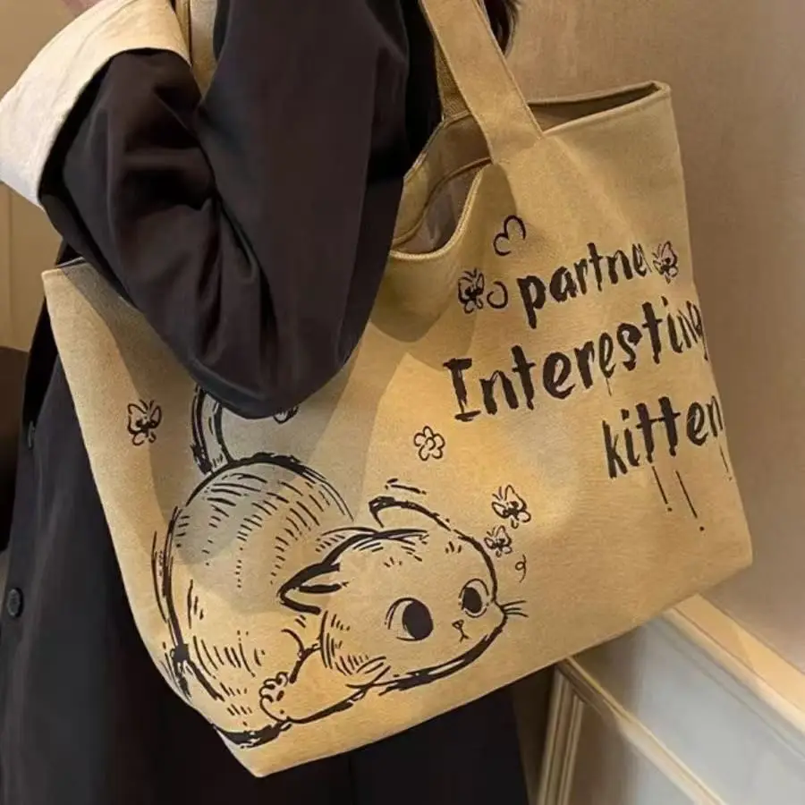 Cartoon Canvas Student Bag Large Capacity Casual Shoulder Bag — feature 6