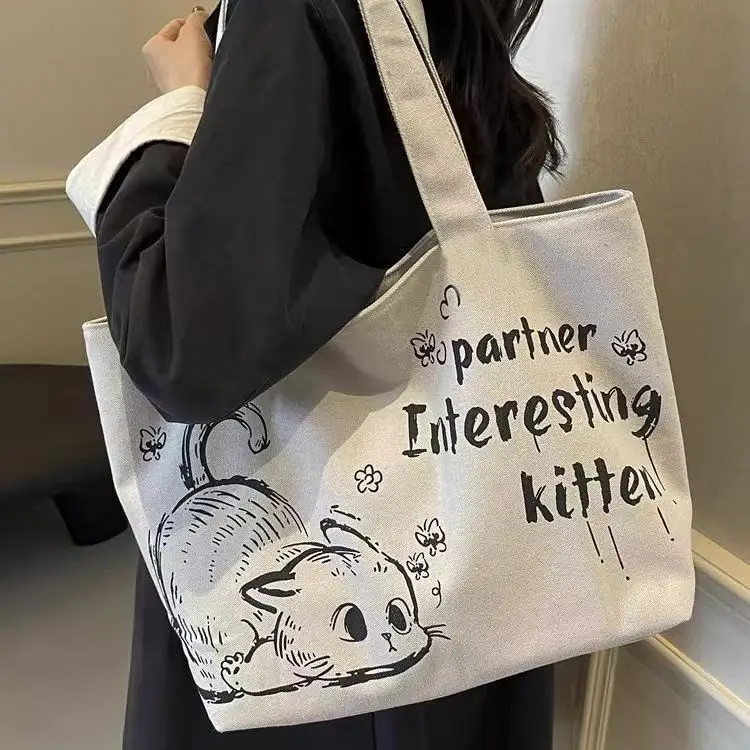 Cartoon Canvas Student Bag Large Capacity Casual Shoulder Bag — feature 9