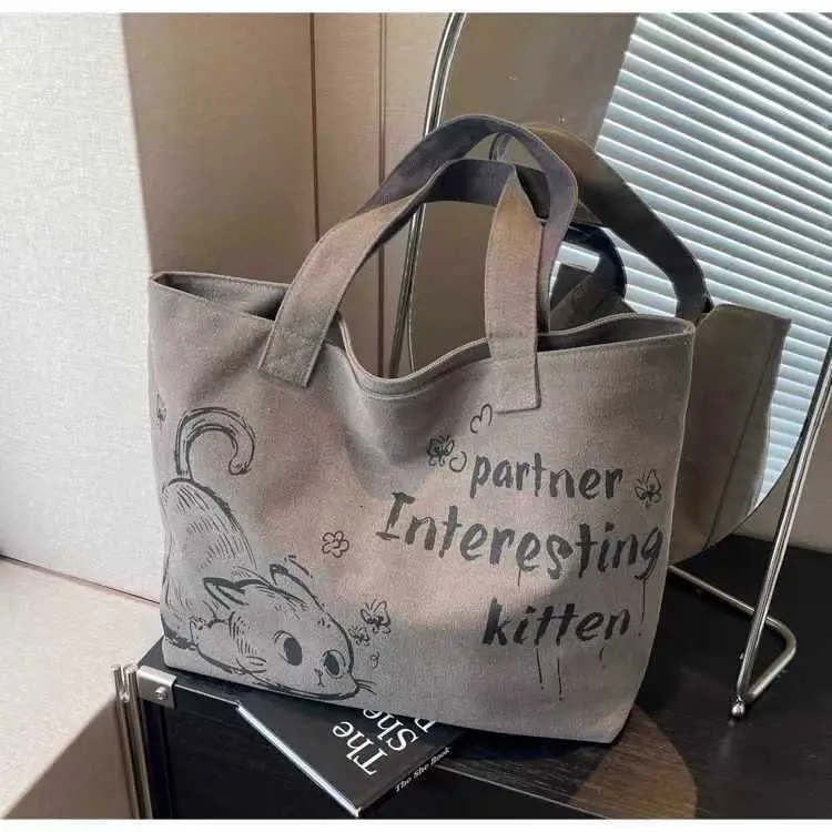 Cartoon Canvas Student Bag Large Capacity Casual Shoulder Bag - Image 2